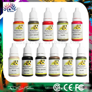 Micro permanent makeup pigment and permanent makeup tattoo color ink set supplier